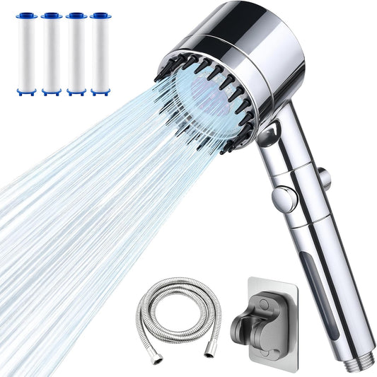 Kit de pomme de douche haute pression, douche de salle de bain haute pression, pulvérisation réglable à 3 modes avec filtre à eau de Massage